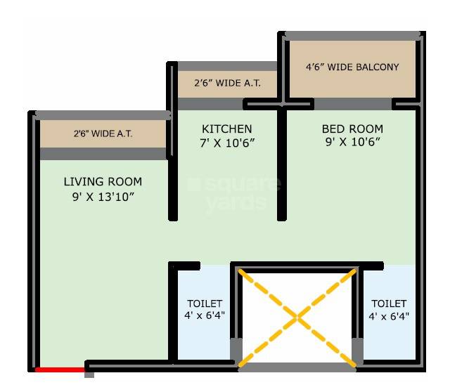 Floor plan of 1 BHK 280 Sq. Ft. Apartment in Anant Greens, Navi Mumbai