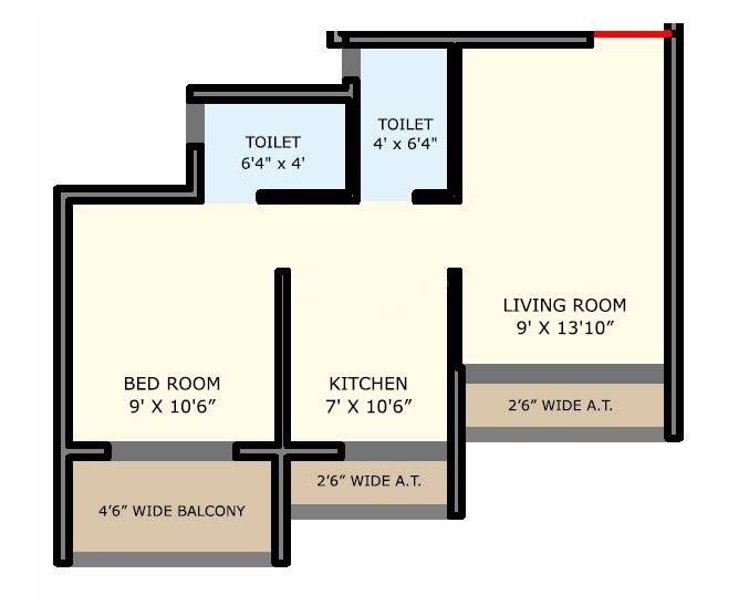 Floor plan of 1 BHK 306 Sq. Ft. Apartment in Anant Greens, Navi Mumbai