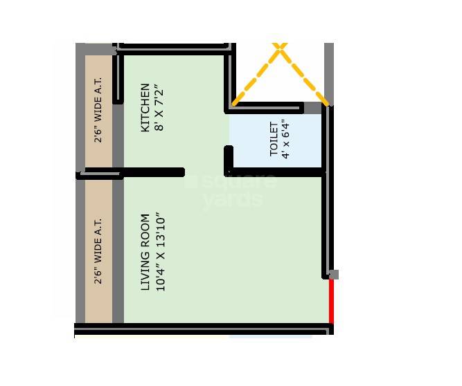 Floor plan of 187 Sq. Ft. Studio in Anant Greens, Navi Mumbai