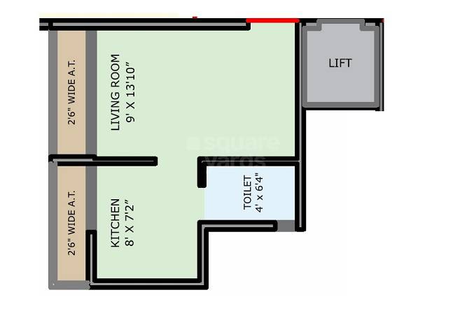 Floor plan of 226 Sq. Ft. Studio in Anant Greens, Navi Mumbai
