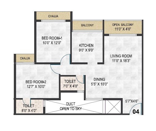 Floor plan of 1 BHK 528 Sq. Ft. Apartment in Aniruddha Icon, Navi Mumbai