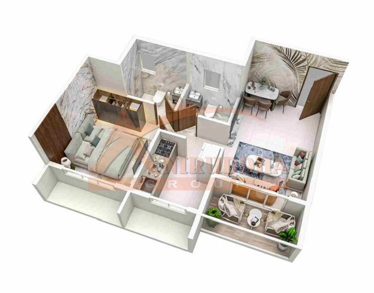 Floor plan of 1 BHK 370 Sq. Ft. Apartment in Aniruddha Pooja, Navi Mumbai