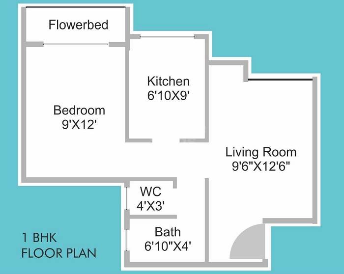 Floor plan of 1 BHK 335 Sq. Ft. Apartment in Ankit Fiona Roha, Navi Mumbai