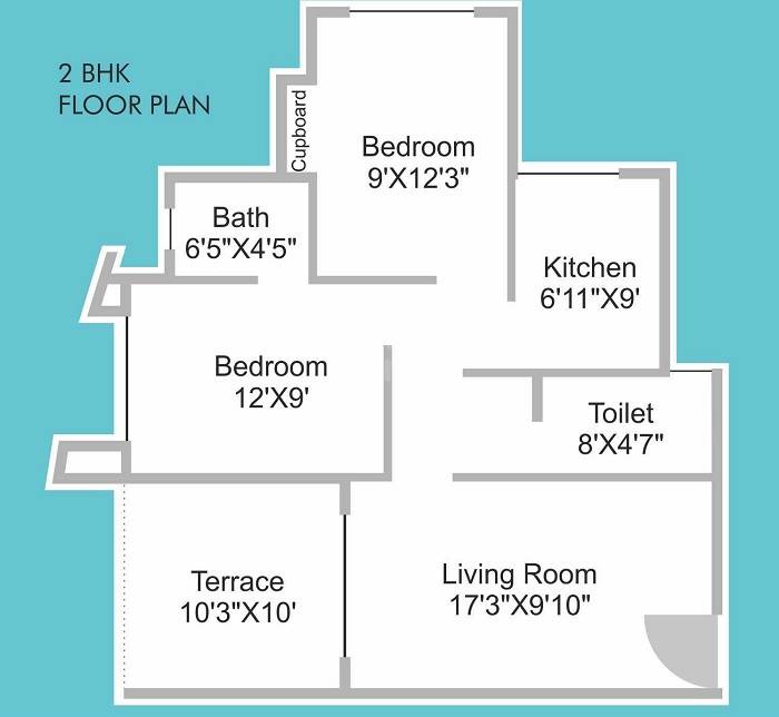 Floor plan of 2 BHK 569 Sq. Ft. Apartment in Ankit Fiona Roha, Navi Mumbai