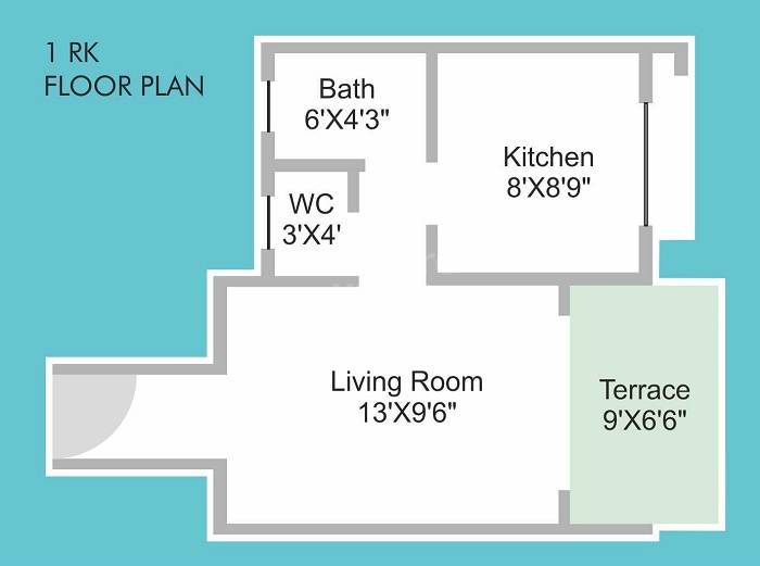 Floor plan of 231 Sq. Ft. Studio in Ankit Fiona Roha, Navi Mumbai