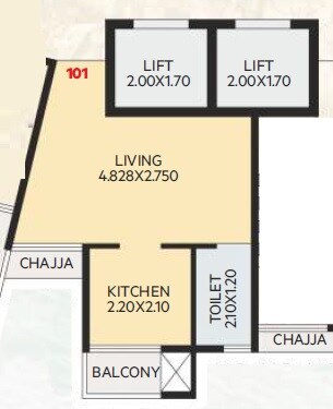 Floor plan of 187 Sq. Ft. Studio in Anmol The Nature, Navi Mumbai