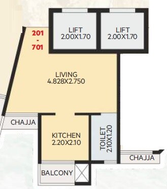 Floor plan of 241 Sq. Ft. Studio in Anmol The Nature, Navi Mumbai