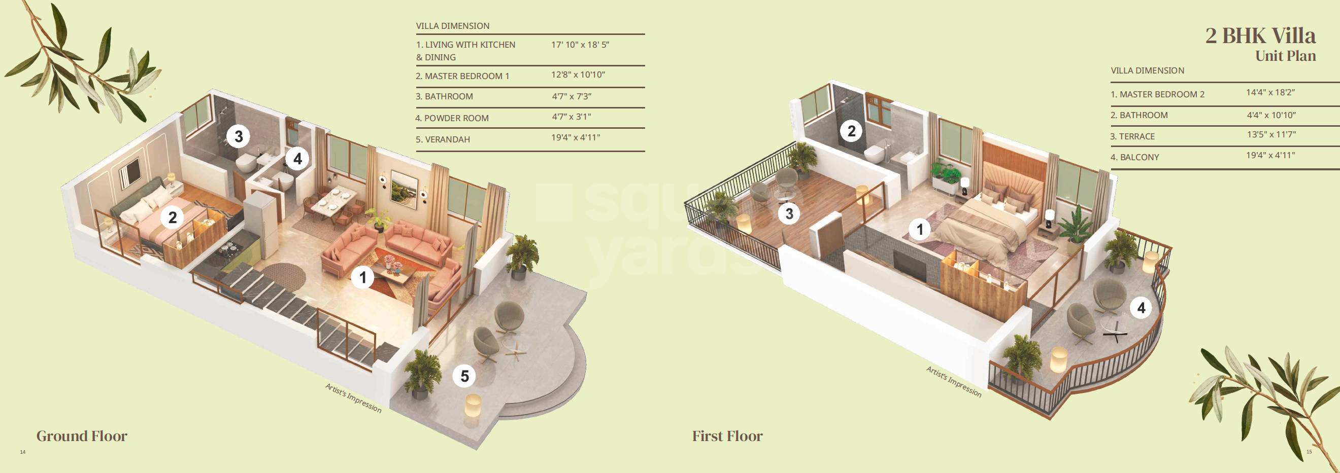 Floor plan of 2 BHK 1600 Sq. Ft. Villa in Apratim Joy Villa, Navi Mumbai