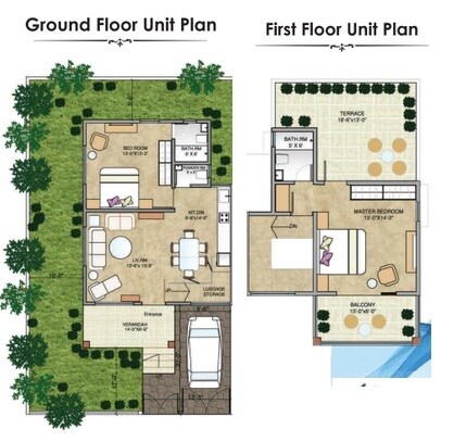Floor plan of 2 BHK 1821 Sq. Ft. Villa in Apratim Lake City, Navi Mumbai