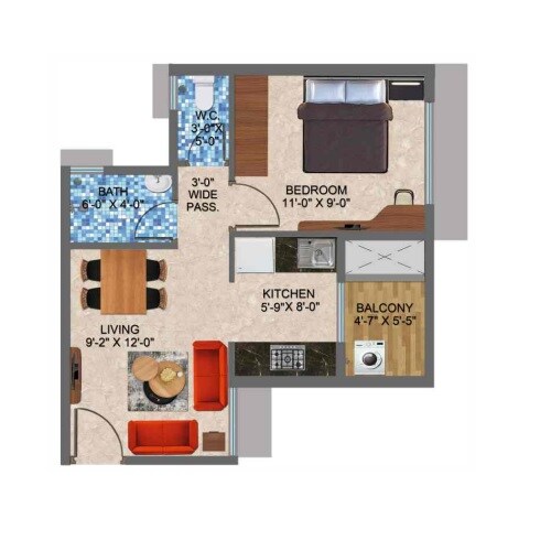1 BHK 339 Sq. Ft. Apartment