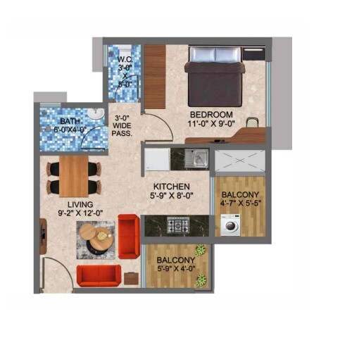 1 BHK 375 Sq. Ft. Apartment