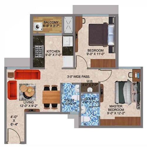 2 BHK 535 Sq. Ft. Apartment