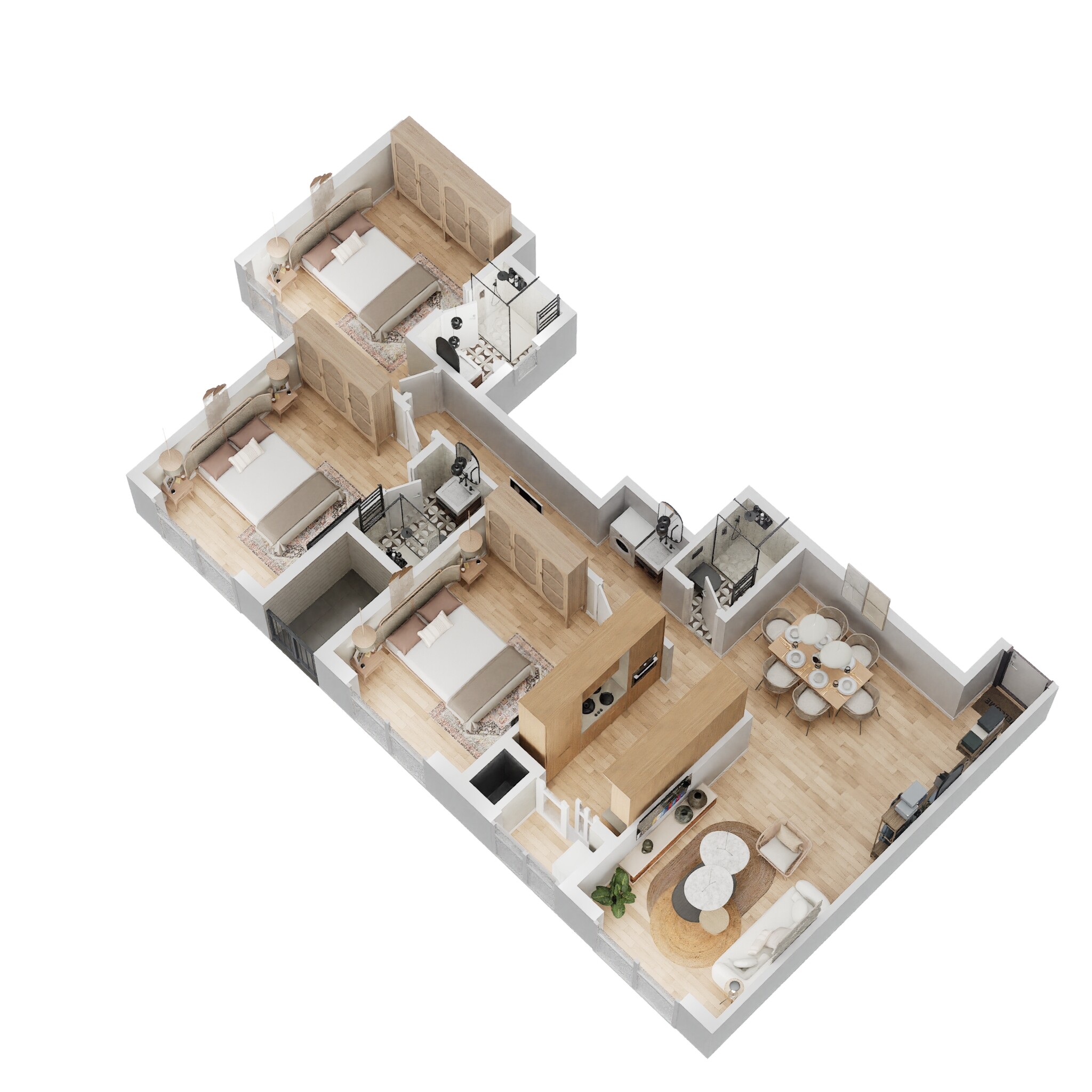 3 BHK 1020 Sq. Ft. Apartment