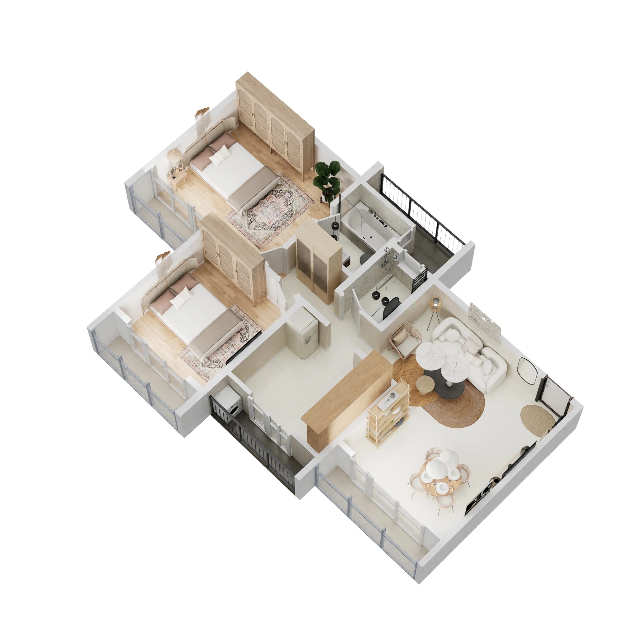 Floor plan of 2 BHK Apartment - 1205 sq. ft. in Arihant Akanksha, Navi Mumbai