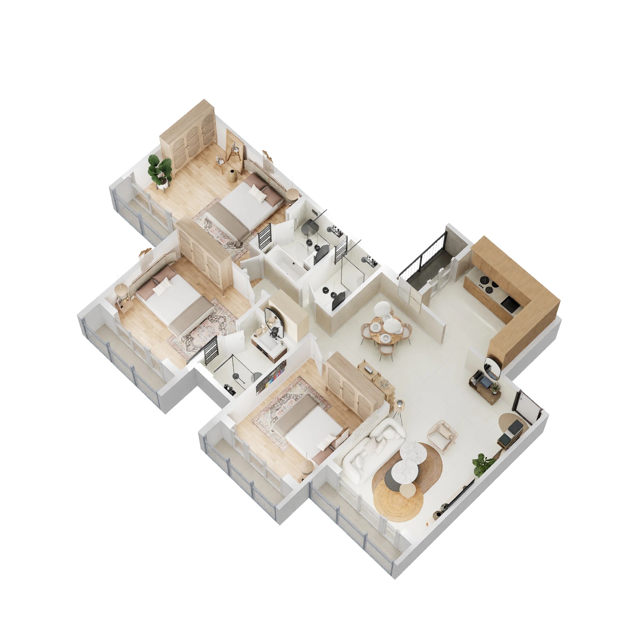 Floor plan of 3 BHK Apartment - 1665 sq. ft. in Arihant Akanksha, Navi Mumbai