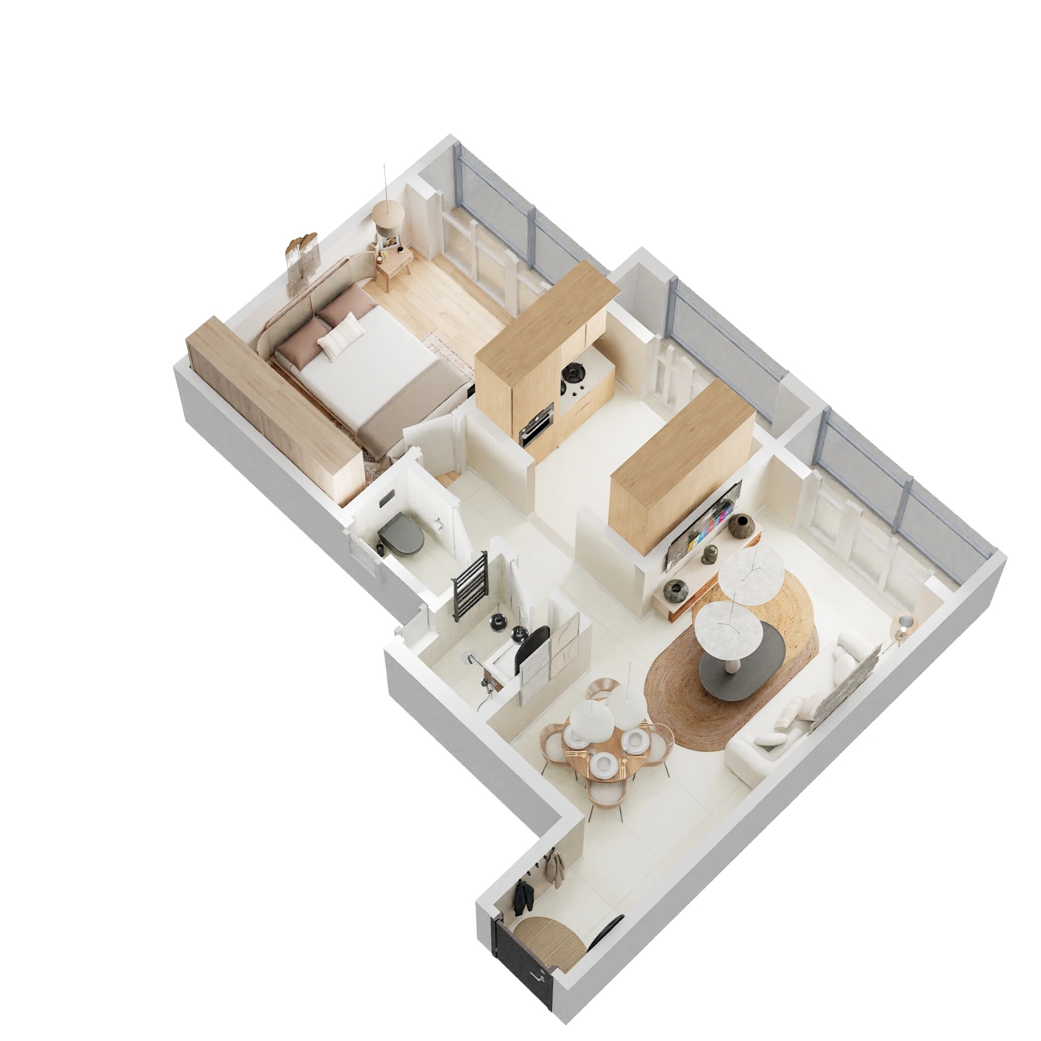 1 BHK 370 Sq. Ft. Apartment