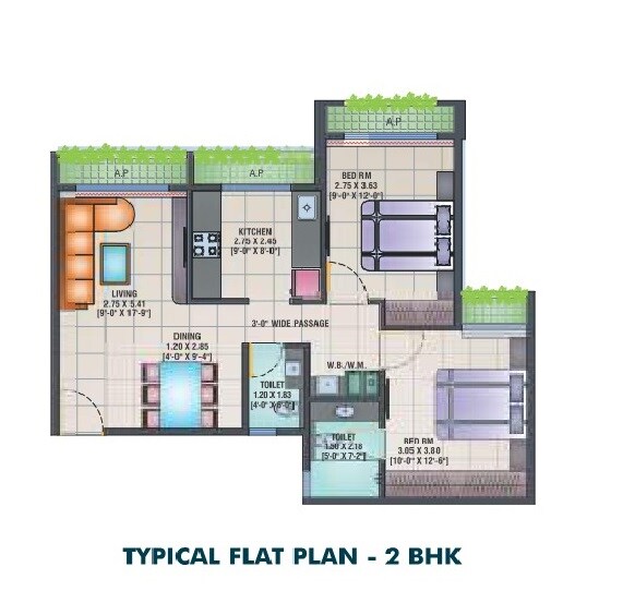 2 BHK 497 Sq. Ft. Apartment