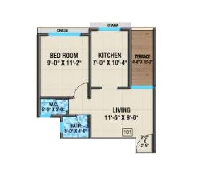 1 BHK 329 Sq. Ft. Apartment