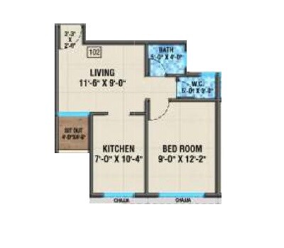 1 BHK 345 Sq. Ft. Apartment