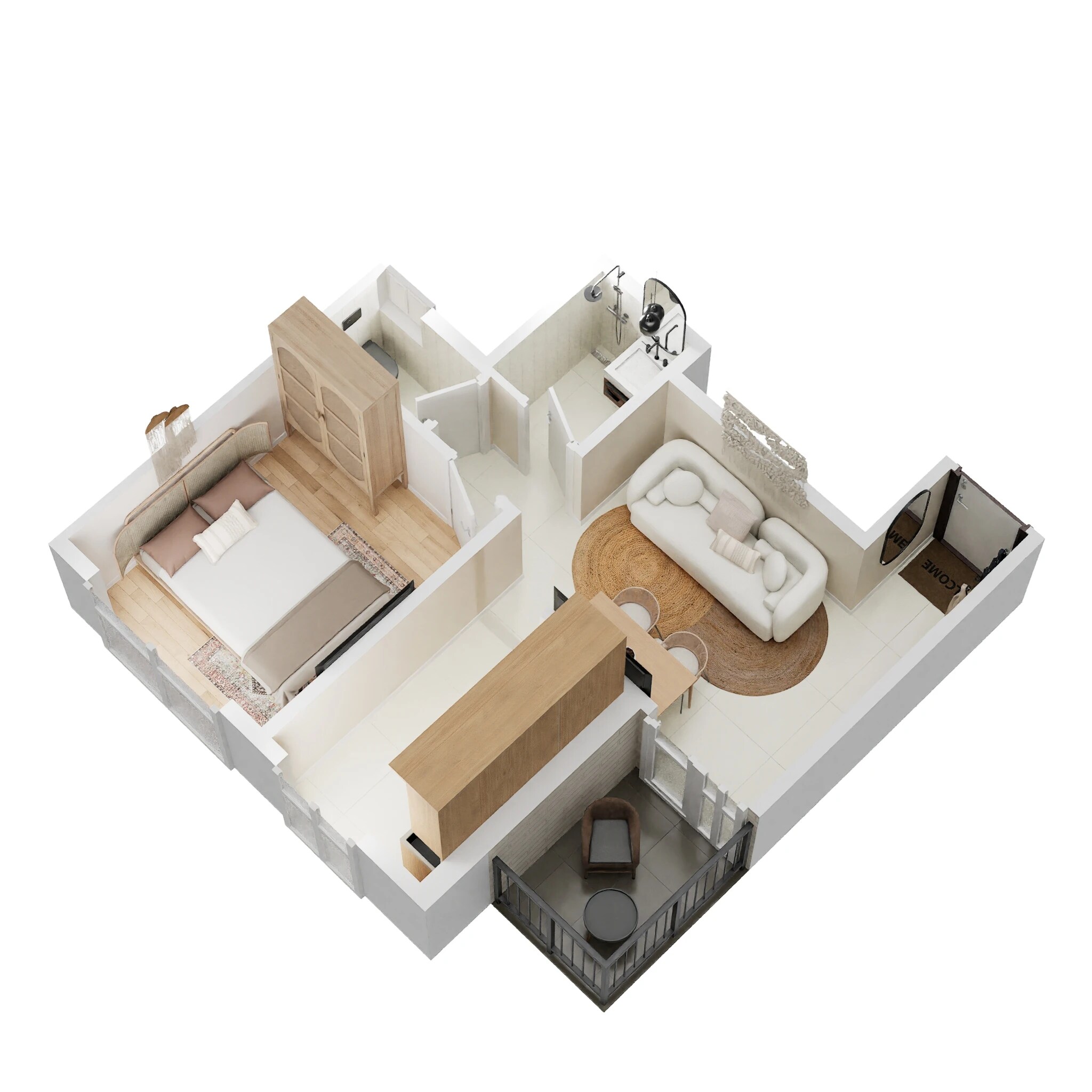 Floor plan of 1 BHK 330 Sq. Ft. Apartment in Arihant Anaika Phase 3, Navi Mumbai