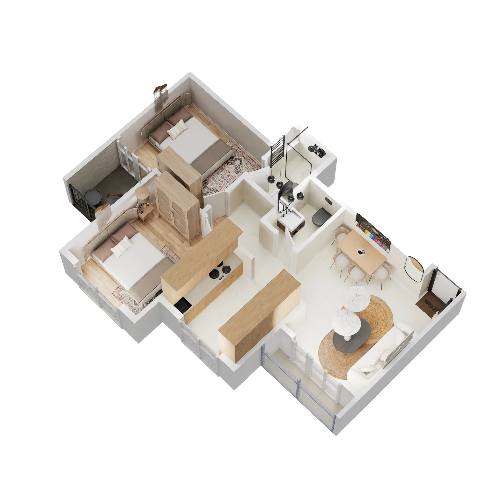 Floor plan of 2 BHK 501 Sq. Ft. Apartment in Arihant Anaika Phase 3, Navi Mumbai