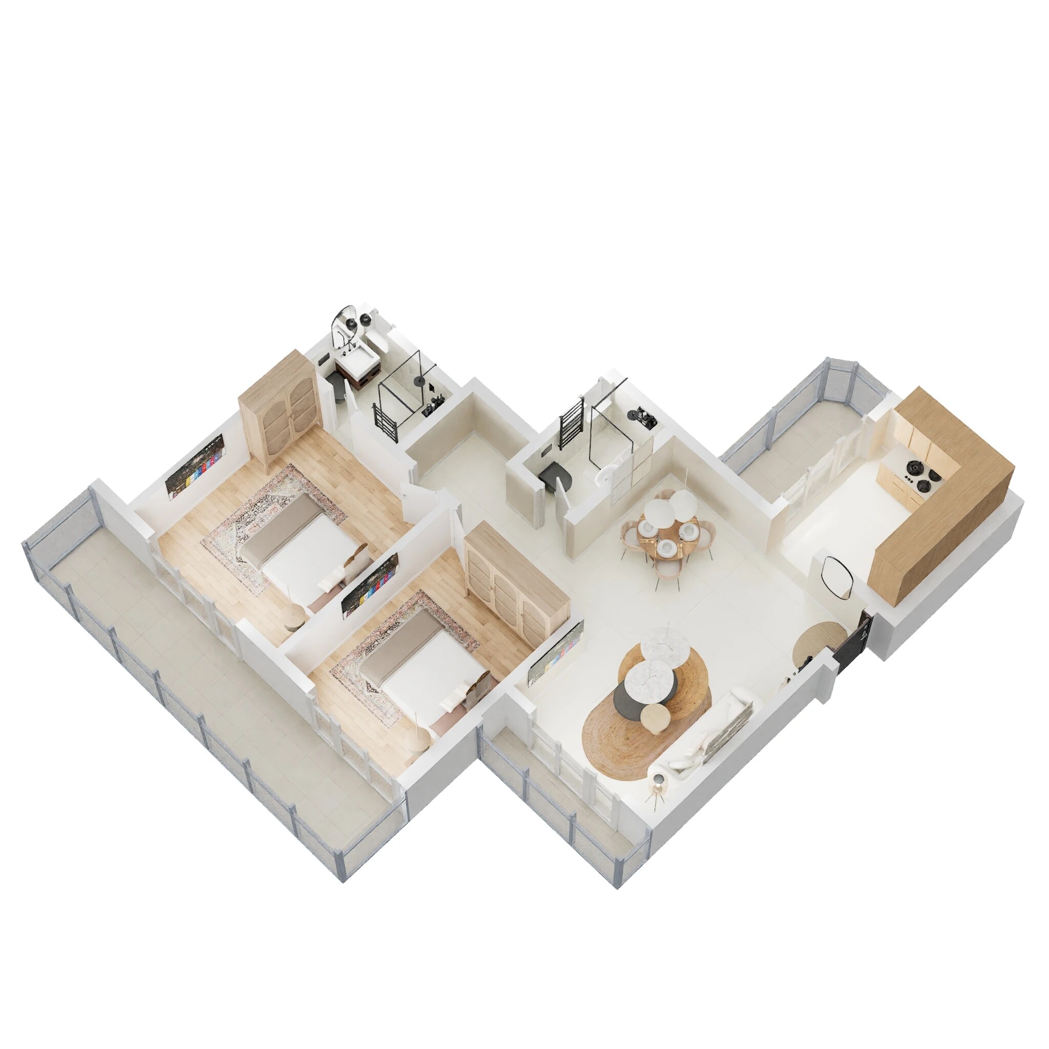 Floor plan of 2 BHK Apartment - 750 sq. ft. in Arihant Aradhana, Navi Mumbai