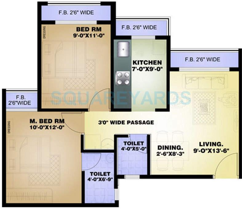 2 BHK 527 Sq. Ft. Apartment