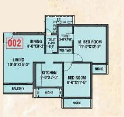 2 BHK 732 Sq. Ft. Apartment