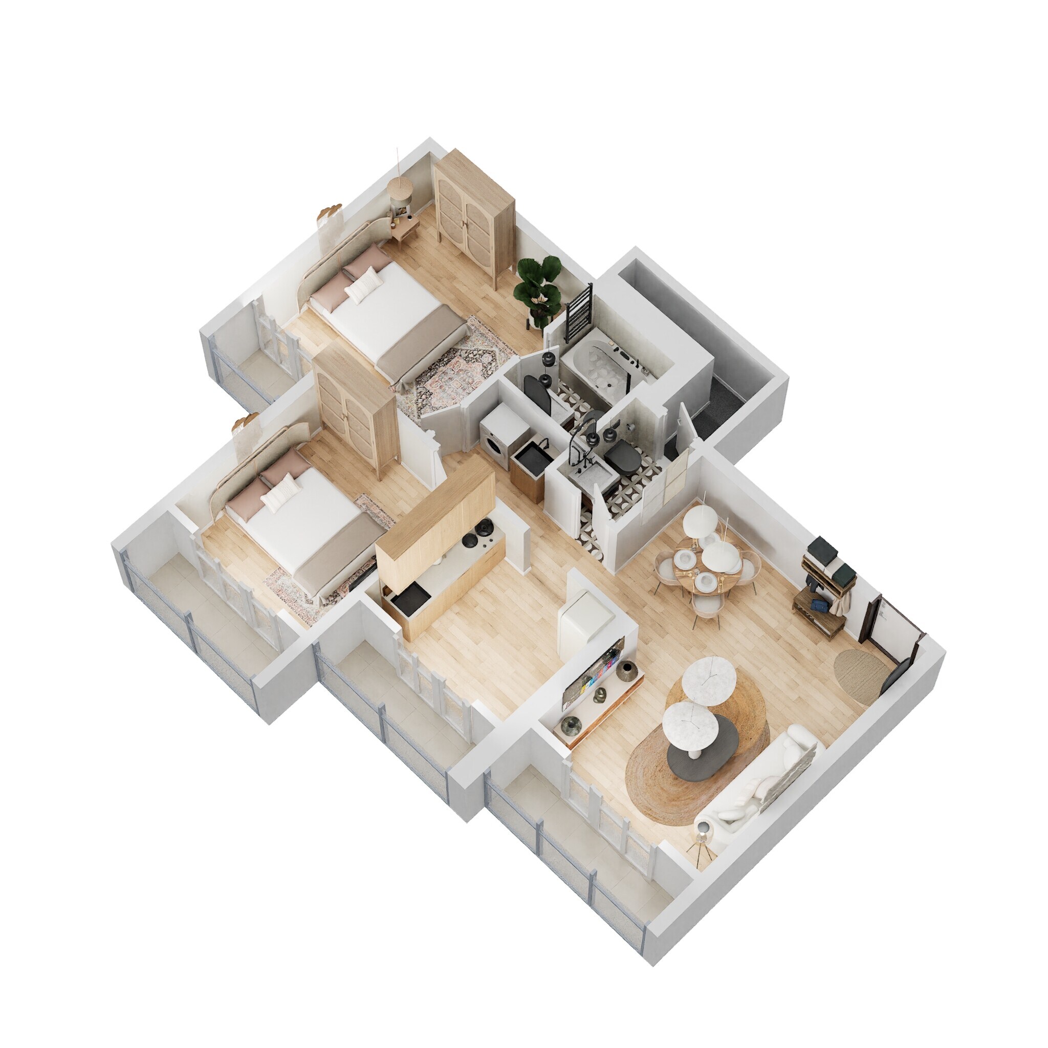 2 BHK 600 Sq. Ft. Apartment