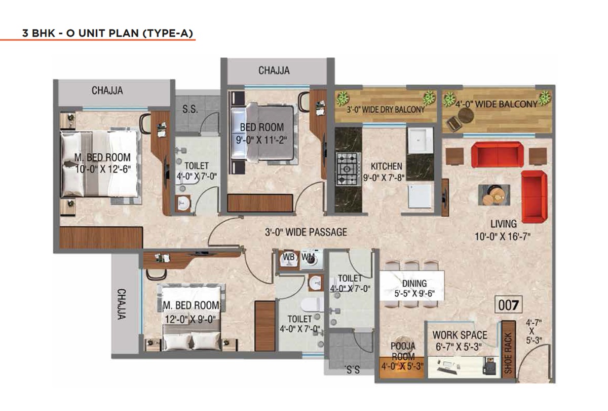 arihant aspire apartment 3 bhk 951sqft 20262430112427