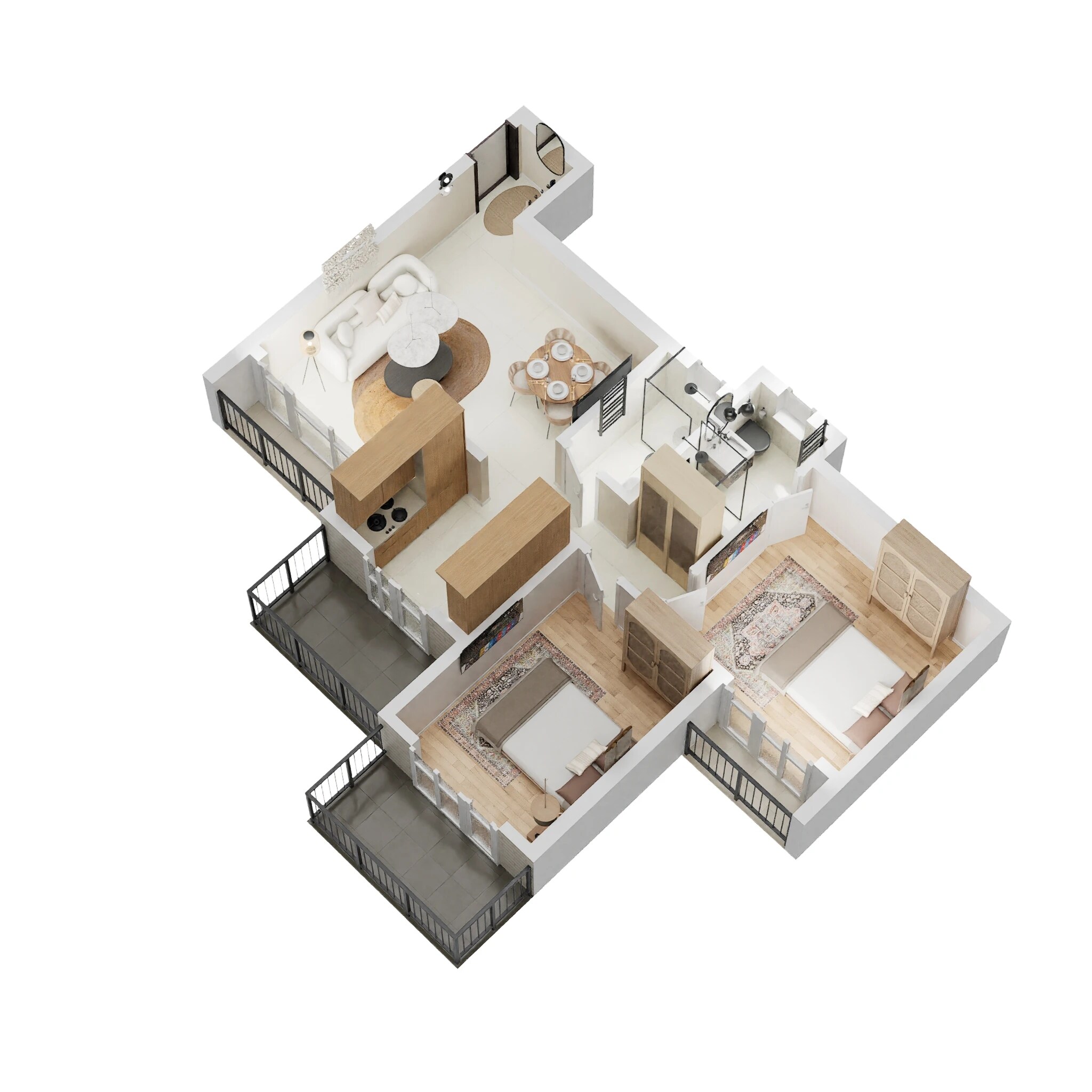 Floor plan of 2 BHK 1297 Sq. Ft. Apartment in Arihant Sharan, Navi Mumbai