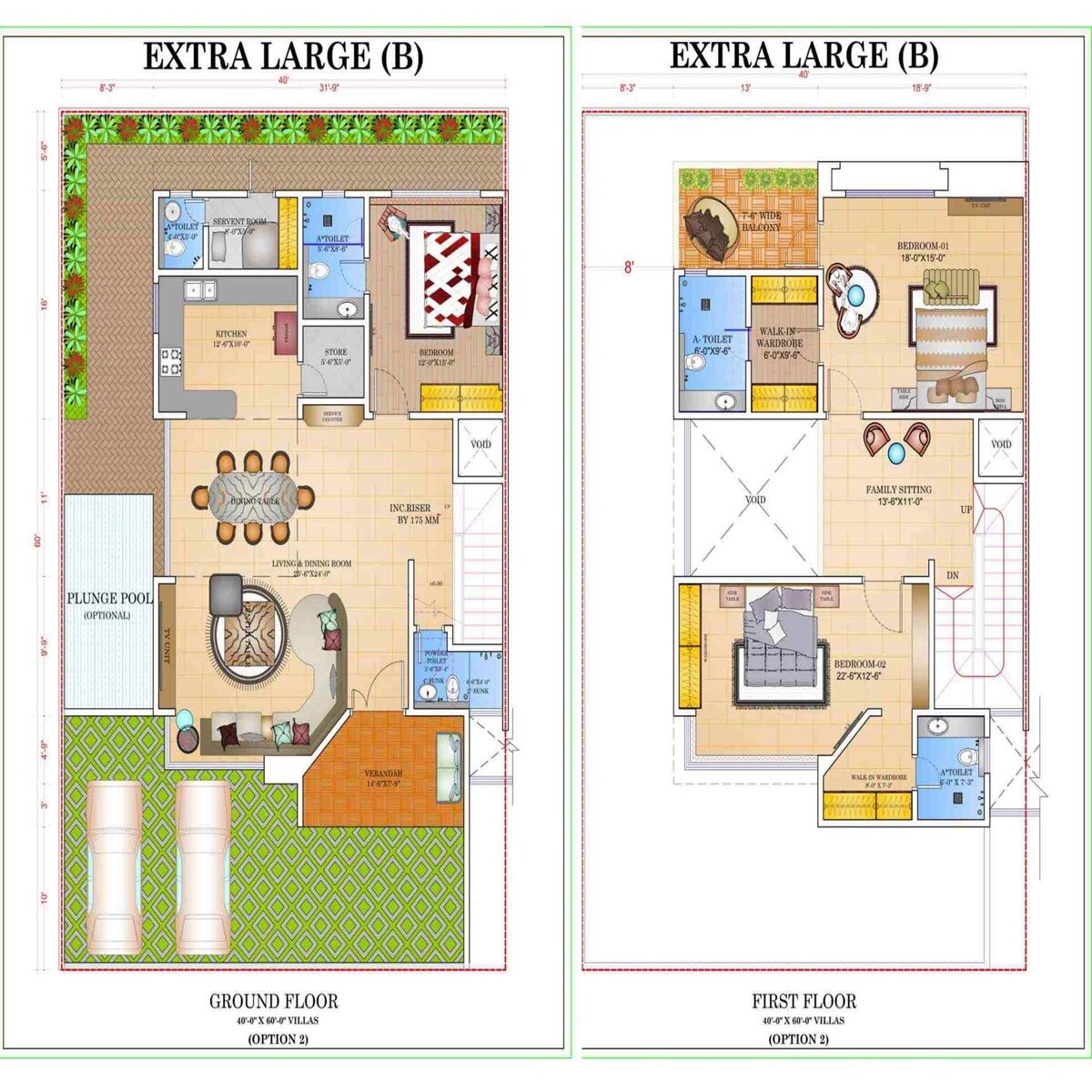 Floor plan of 6 BHK Villa - 5500 sq. ft. in Arihant World Villas, Navi Mumbai
