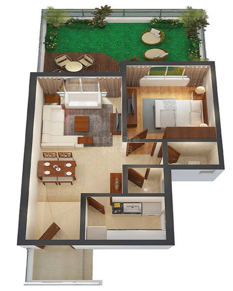 Floor plan of 1 BHK 502 Sq. Ft. Apartment in Arion Inaara, Navi Mumbai