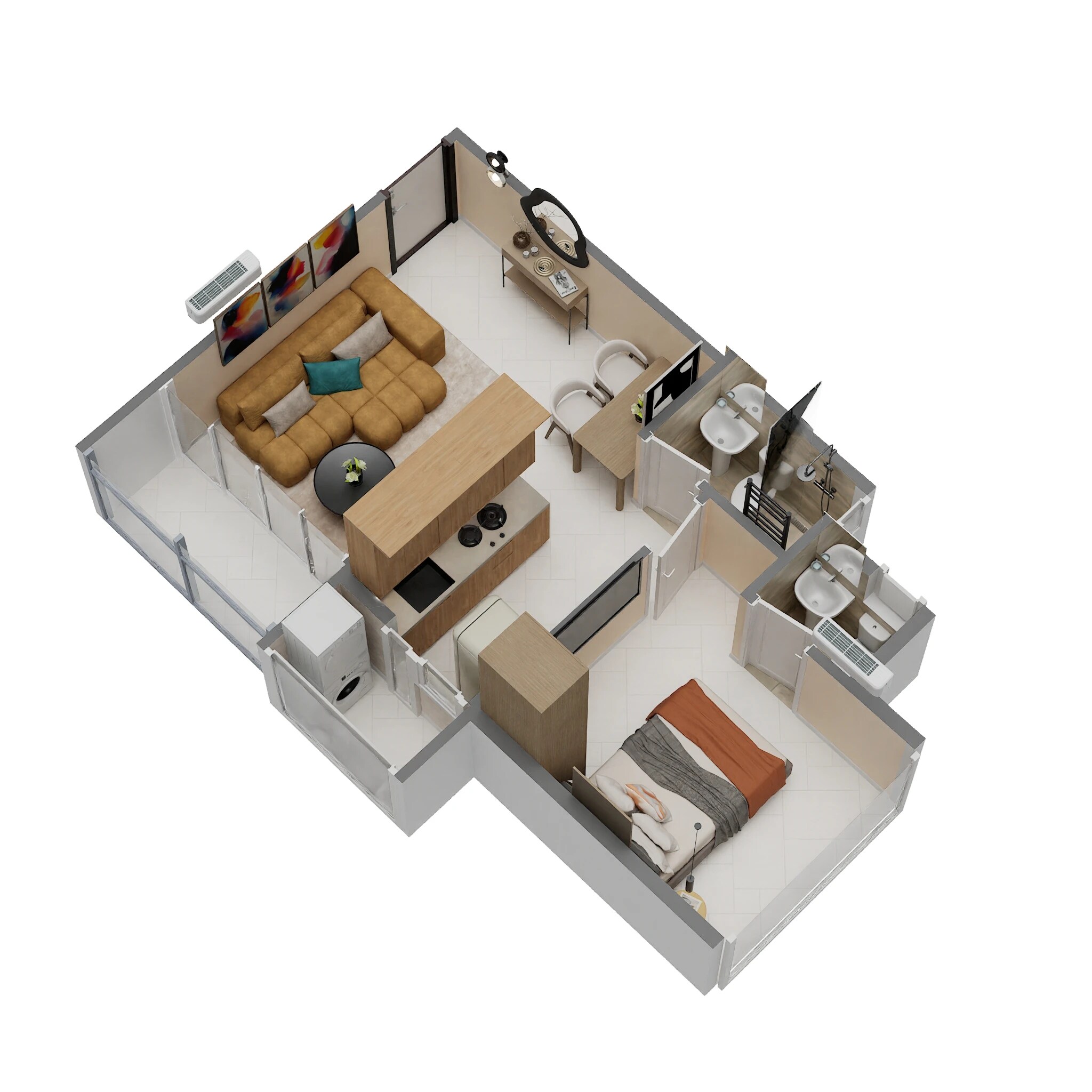 Floor plan of 1 BHK 307 Sq. Ft. Apartment in Arya Saras Emerald, Navi Mumbai
