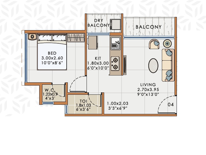 1 BHK 307 Sq. Ft. Apartment in Arya Saras Emerald