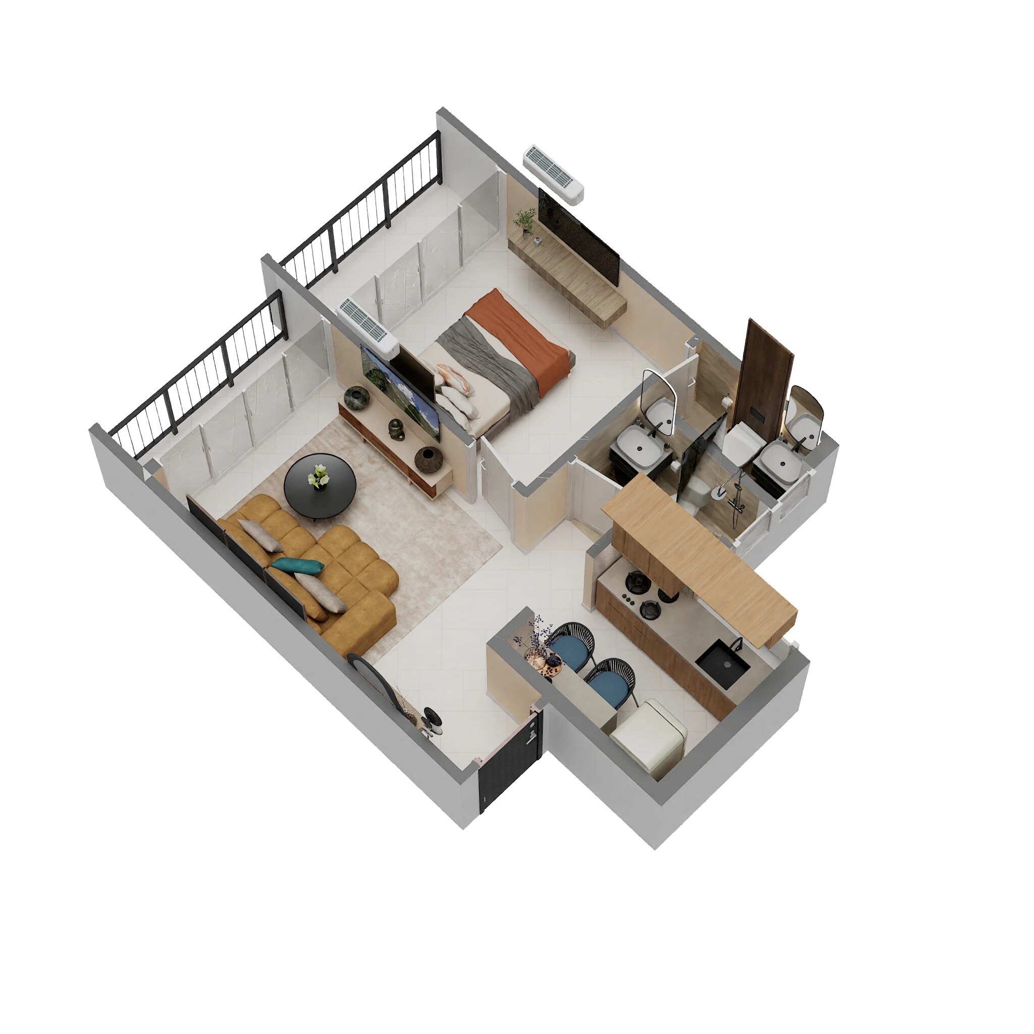 Floor plan of 1 BHK 322 Sq. Ft. Apartment in Arya Saras Emerald, Navi Mumbai