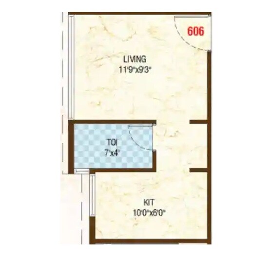 Floor plan of 221 Sq. Ft. Studio in Asil Palace, Navi Mumbai