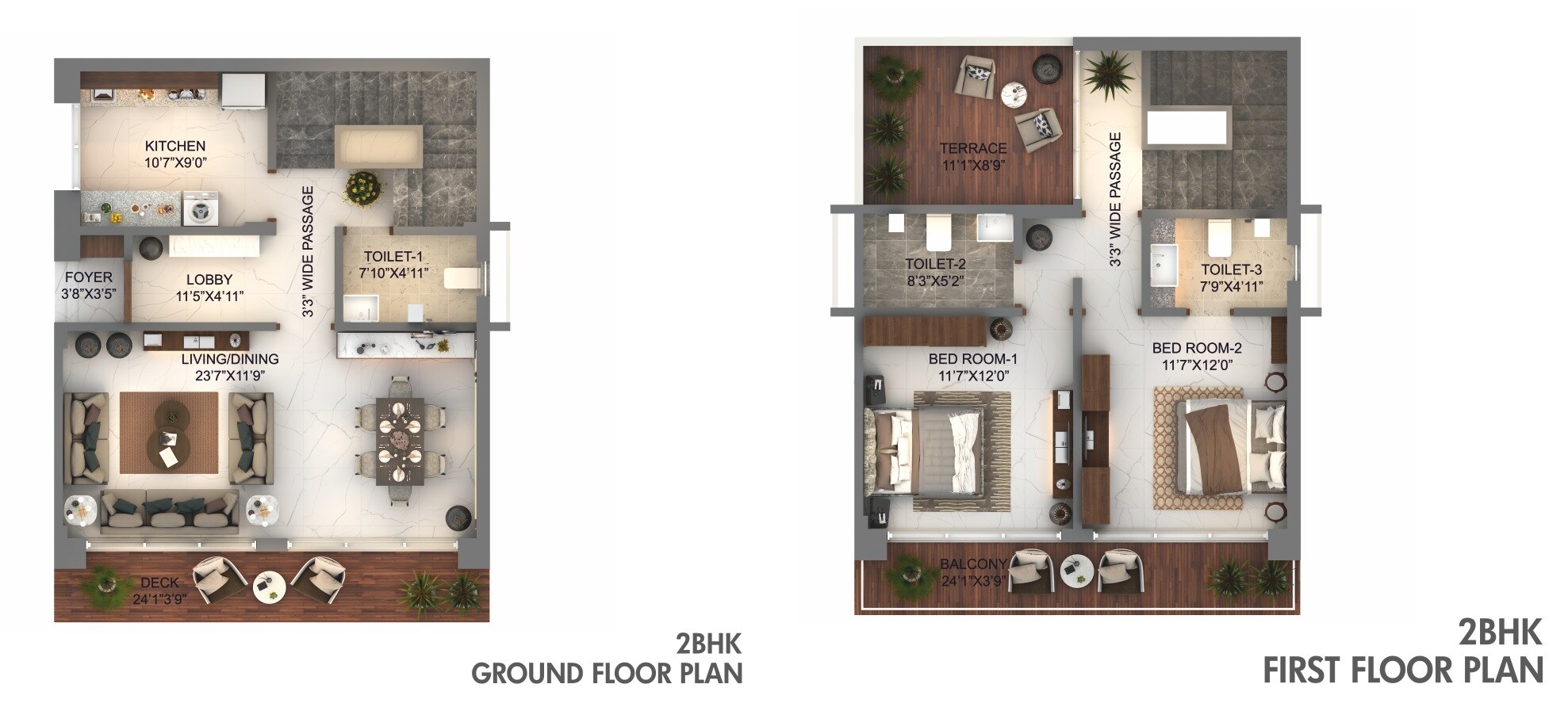 Floor plan of 2 BHK 972 Sq. Ft. Villa in Atharva My Element, Navi Mumbai