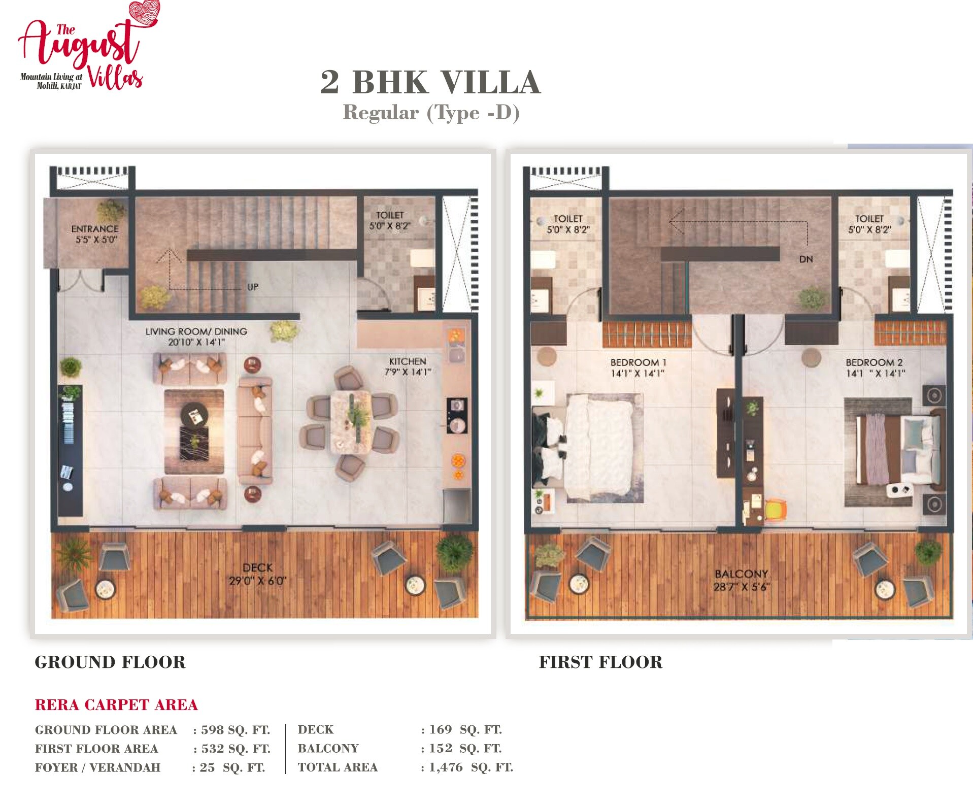 Floor plan of 3 BHK 1476 Sq. Ft. Villa in Atharva The August Villas, Navi Mumbai