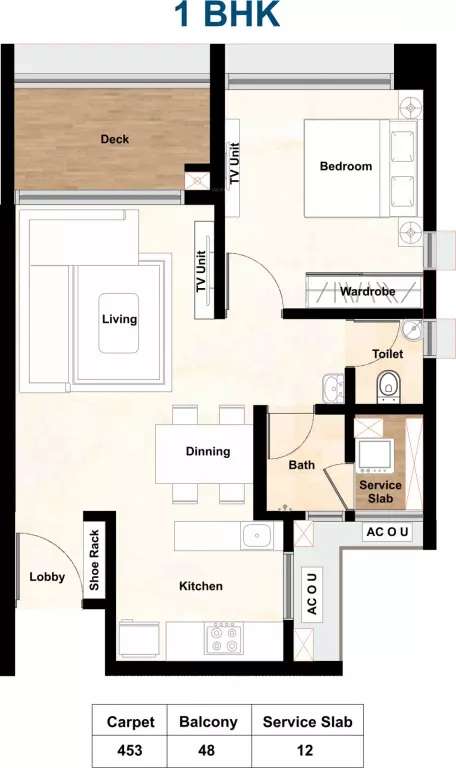 1 BHK 453 Sq. Ft. Apartment in Aurum Q Residences