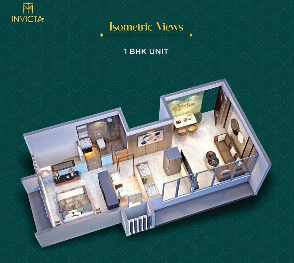 Floor plan of 1 BHK 418 Sq. Ft. Apartment in Avianna Invicta, Navi Mumbai