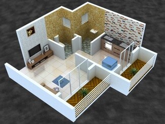 Floor plan of 350 Sq. Ft. Studio in Balaji Modern City, Navi Mumbai