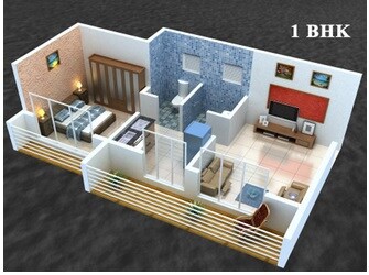 Floor plan of 1 BHK 588 Sq. Ft. Apartment in Balaji Modern City, Navi Mumbai