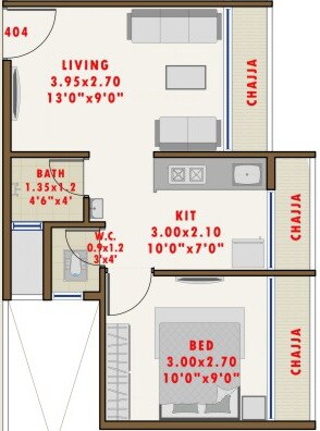 1 BHK 219 Sq. Ft. Apartment