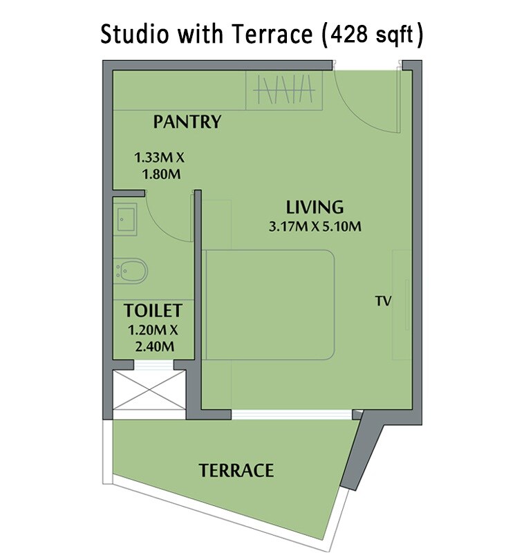 Floor plan of 428 Sq. Ft. Studio in Balsam Bliss County, Navi Mumbai