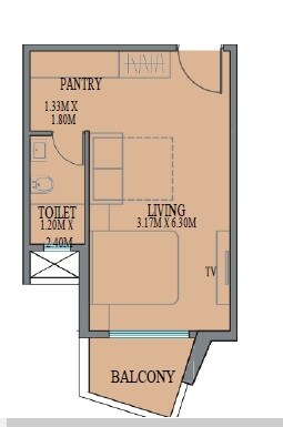 Floor plan of 312 Sq. Ft. Studio in Balsam Bliss Studio, Navi Mumbai