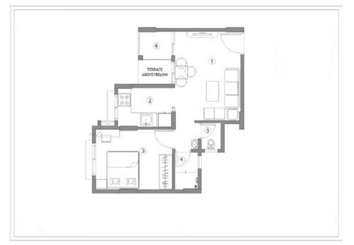 Floor plan of 1 BHK Apartment - 223 sq. ft. in Belmac Riverside Phase 1, Navi Mumbai