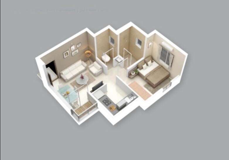 Floor plan of 1 BHK Apartment - 390 sq. ft. in Belmac Riverside Phase 1, Navi Mumbai