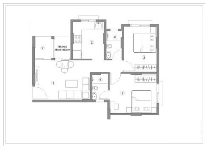 Floor plan of 2 BHK Apartment - 470 sq. ft. in Belmac Riverside Phase 1, Navi Mumbai