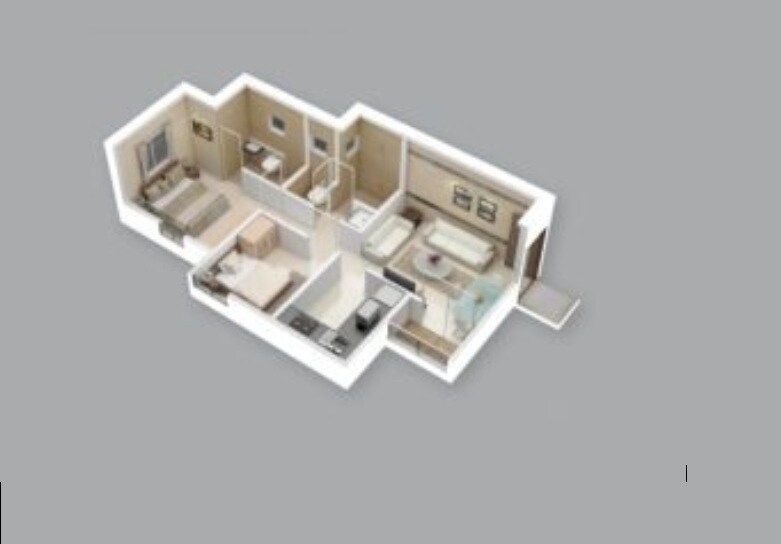 Floor plan of 2 BHK 441 Sq. Ft. Apartment in Belmac Riverside Phase 2, Navi Mumbai